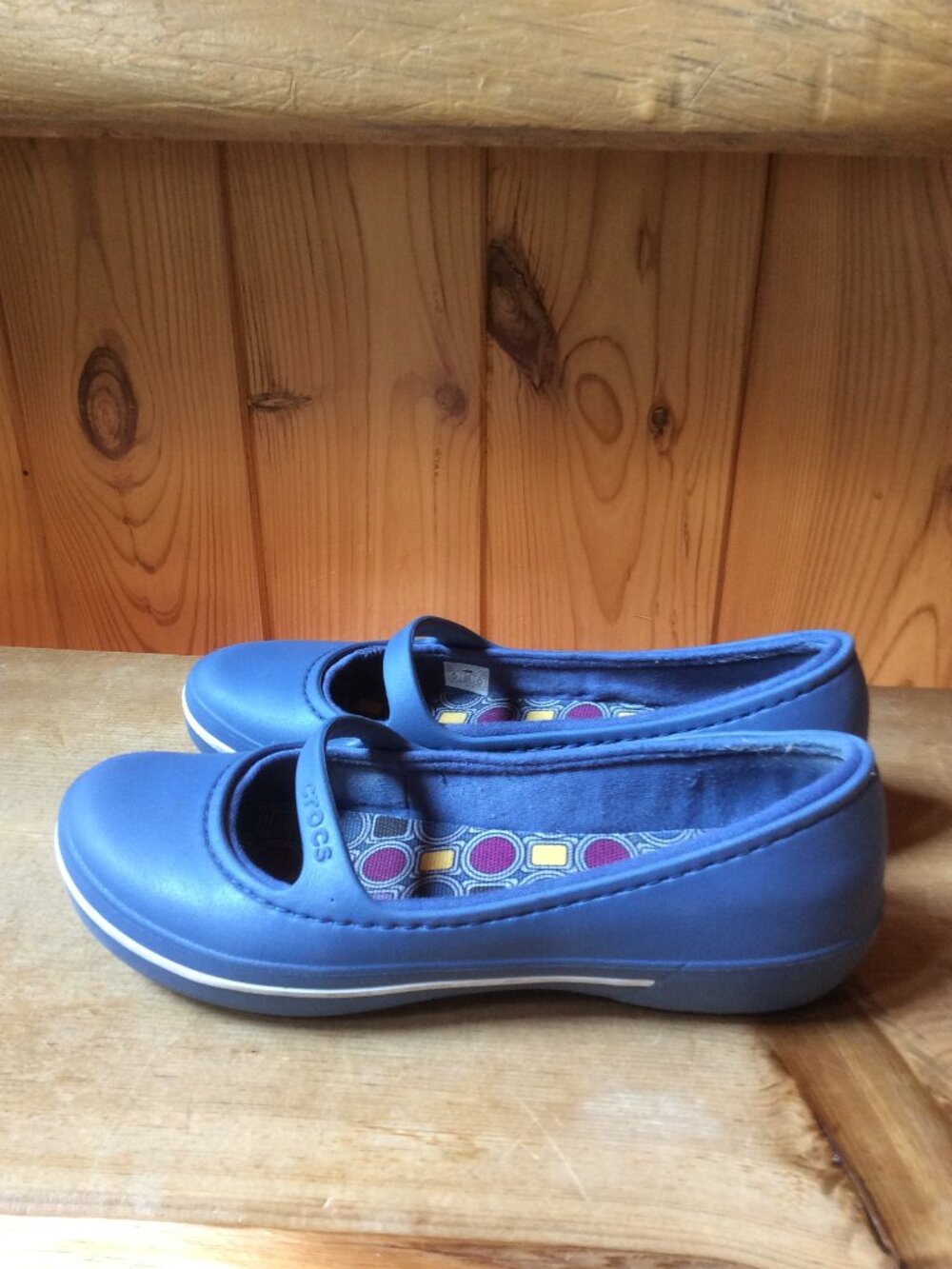Crocs Mary Jane Blue Slip On Comfort Womens Iconic Ballet Flat Shoes Size 8